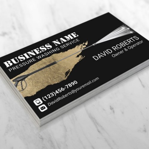 Pressure Washing Power Wash Cleaning Black  Gold Business Card