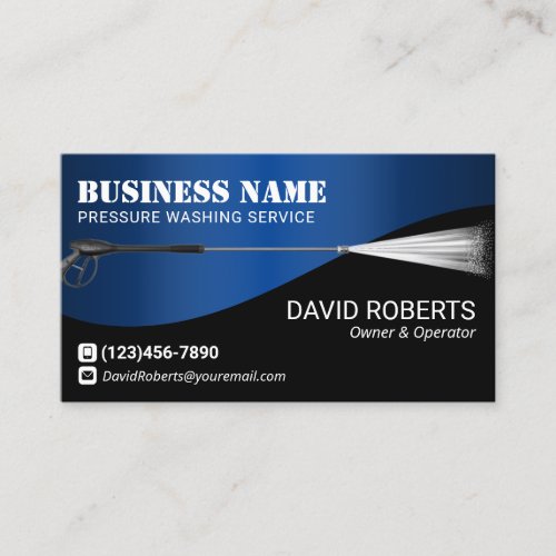 Pressure Washing Power Wash Cleaning Blue Metal Business Card