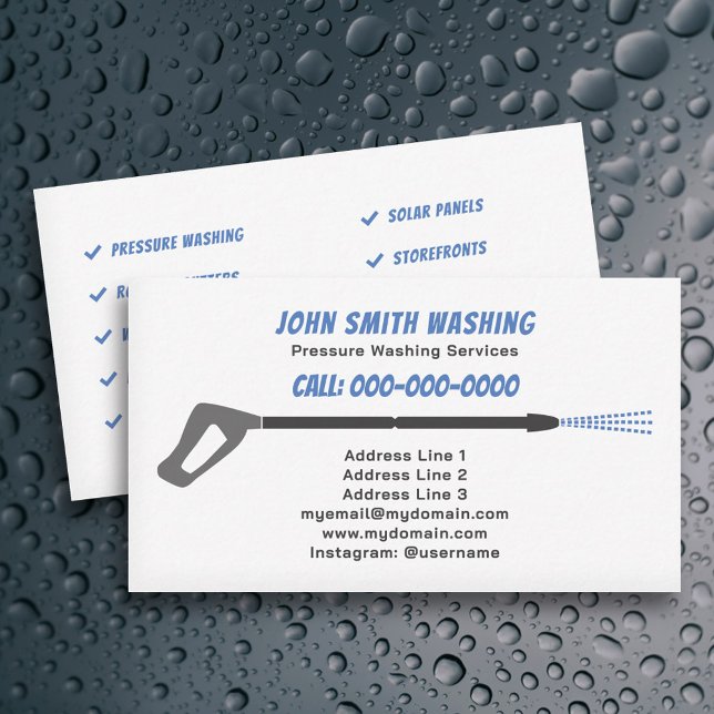 Pressure Washing &  Power Wash Cleaning Business Card (Pressure Washing Business Card)