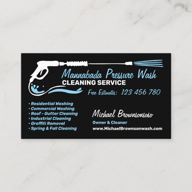 Pressure Washing Power Wash CLEANING Services Business Card