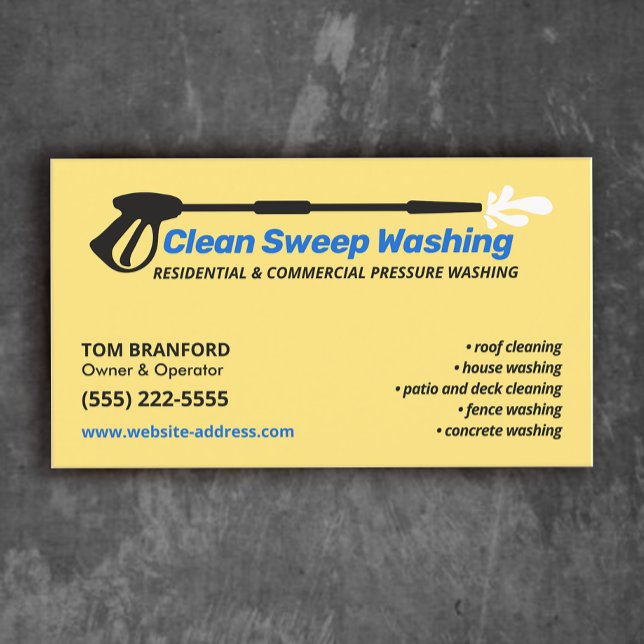 Pressure Washing Power Wash House Cleaning Business Card (Creator Uploaded)