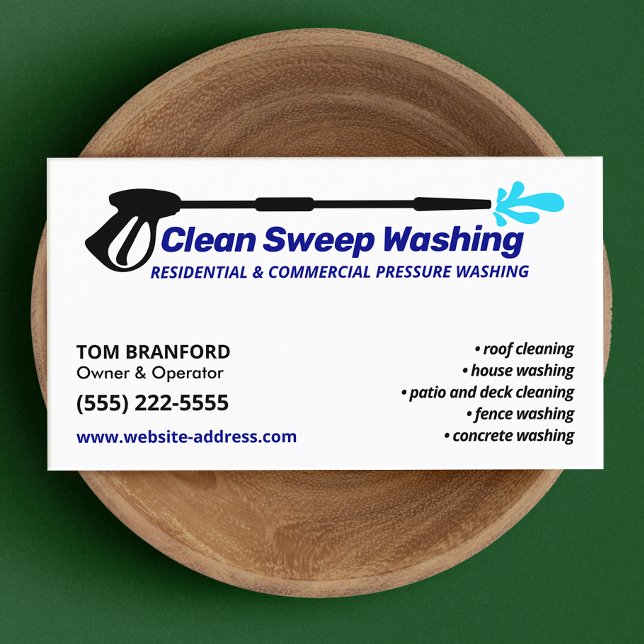 Pressure Washing Power Wash House Cleaning Business Card (Creator Uploaded)