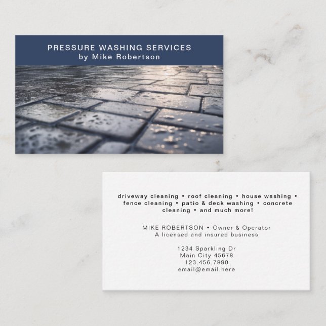 Pressure Washing Power Wash House Cleaning Modern Business Card (Front/Back)