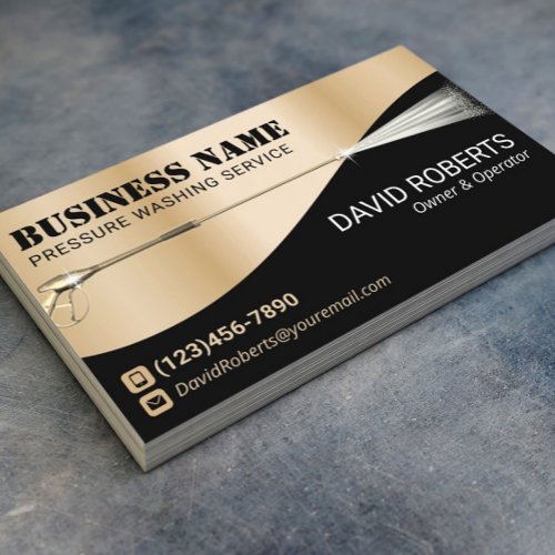 Pressure Washing Power Wash Modern Gold Cleaning Business Card