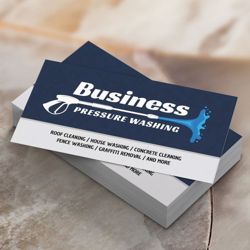 Pressure Washing Power Wash Navy Blue Cleaning  Business Card