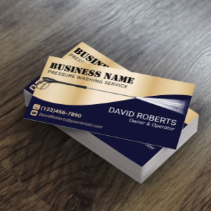 Pressure Washing Power Wash Navy & Gold Cleaning Business Card