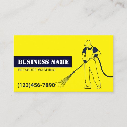 Pressure Washing Power Wash Navy  Gold Cleaning Business Card