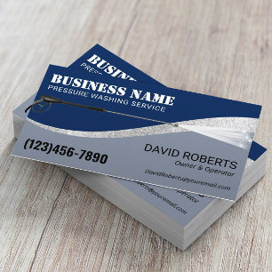 Pressure Washing Power Wash Navy & Silver Cleaning Business Card