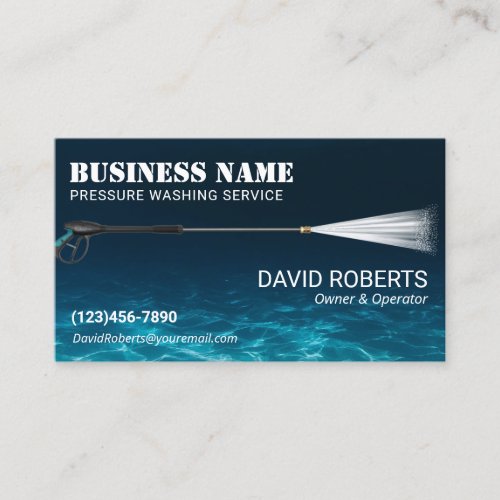 Pressure Washing Power Wash Ocean Blue Cleaning Business Card