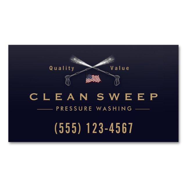 Pressure Washing  Power Wash Patriotic Company Business Card Magnet (Front)