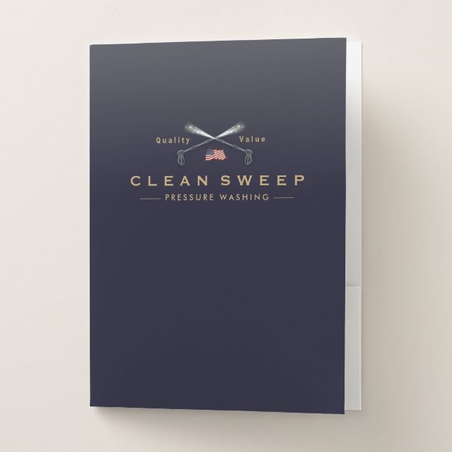 Pressure Washing  Power Wash Patriotic Company Pocket Folder (Front)