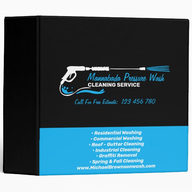 Pressure Washing Power Washer Black 3 Ring Binder (Front/Spine)