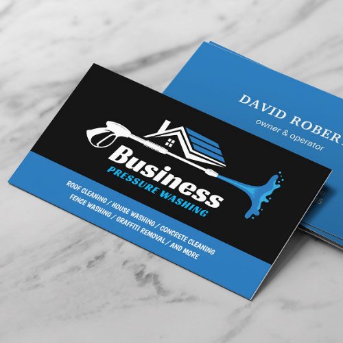 Pressure Washing Power Washer Black Blue Cleaning Business Card