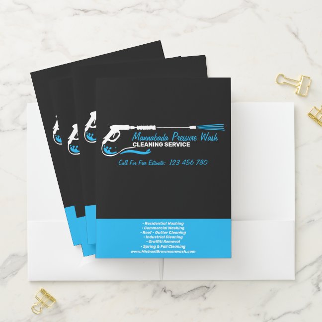 Pressure Washing Power Washer Black Car Pocket Folder