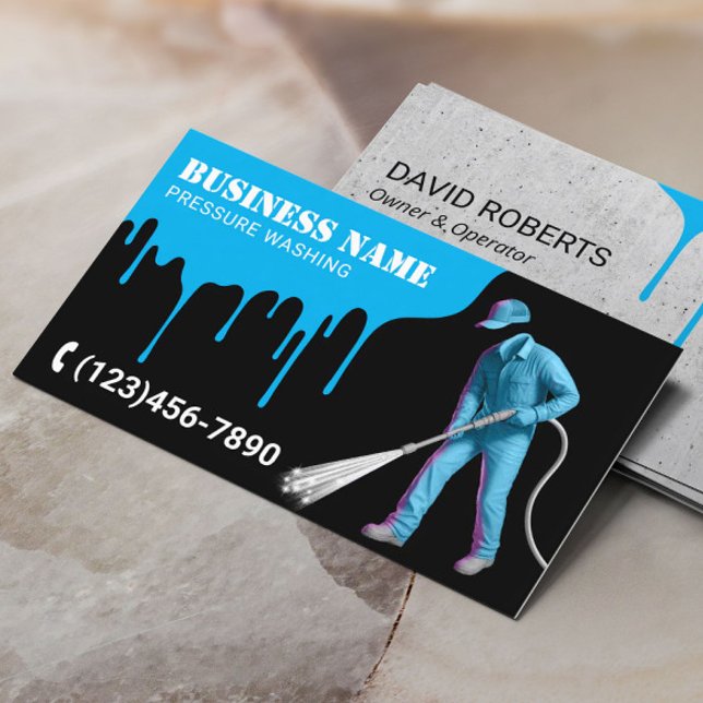 Pressure Washing Power Washer Black House Cleaning Business Card (Creator Uploaded)