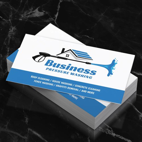 Pressure Washing Power Washer Blue House Cleaning  Business Card