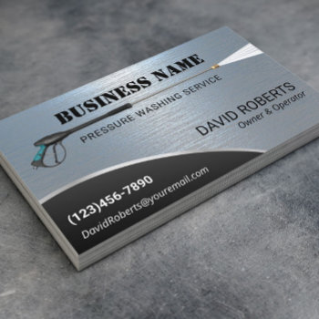 Pressure Washing Power Washer Blue Metal Cleaning Business Card by cardfactory at Zazzle