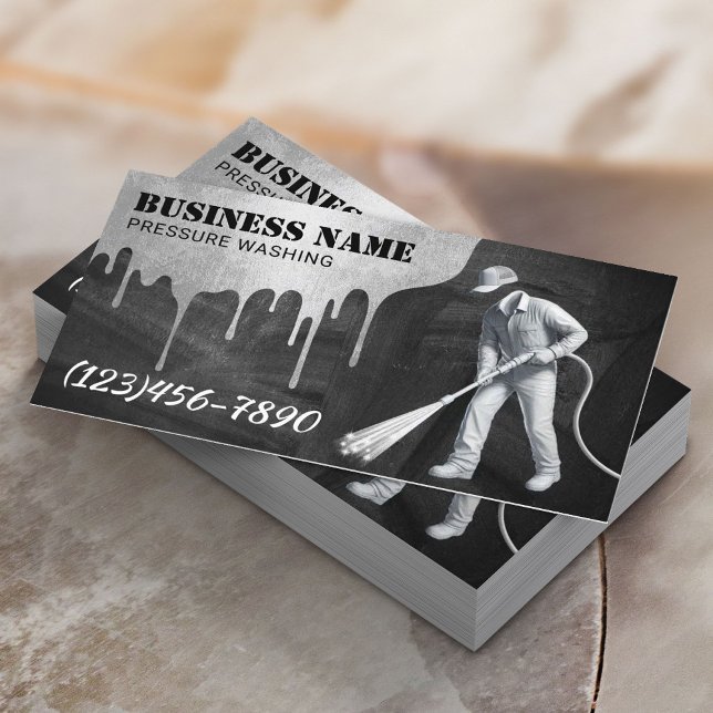 Pressure Washing Power Washer House Cleaning Business Card (Creator Uploaded)