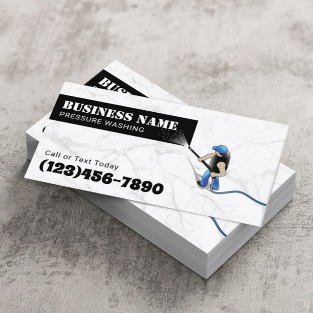 Pressure Washing Power Washer Marble Cleaning Business Card (Creator Uploaded)