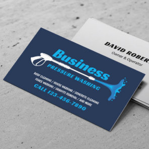 Pressure Washing Power Washer Navy Cleaning Business Card