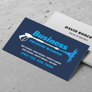 Pressure Washing Power Washer Navy Cleaning Business Card