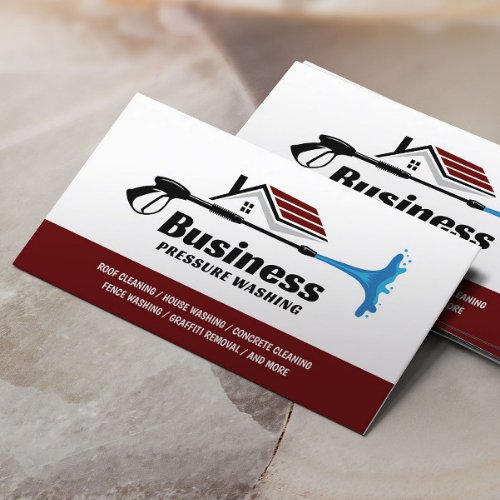 Pressure Washing Power Washer Red House Cleaning  Business Card