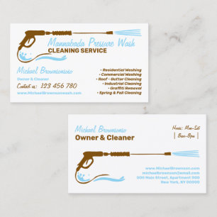 Pressure Washing Power Washing blue brown Business Card