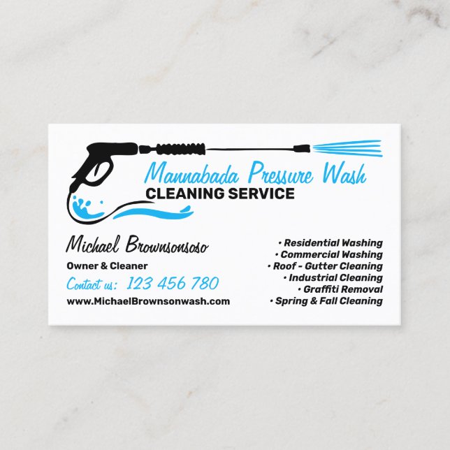 Pressure Washing Power Washing CLEANING Business Card (Front)