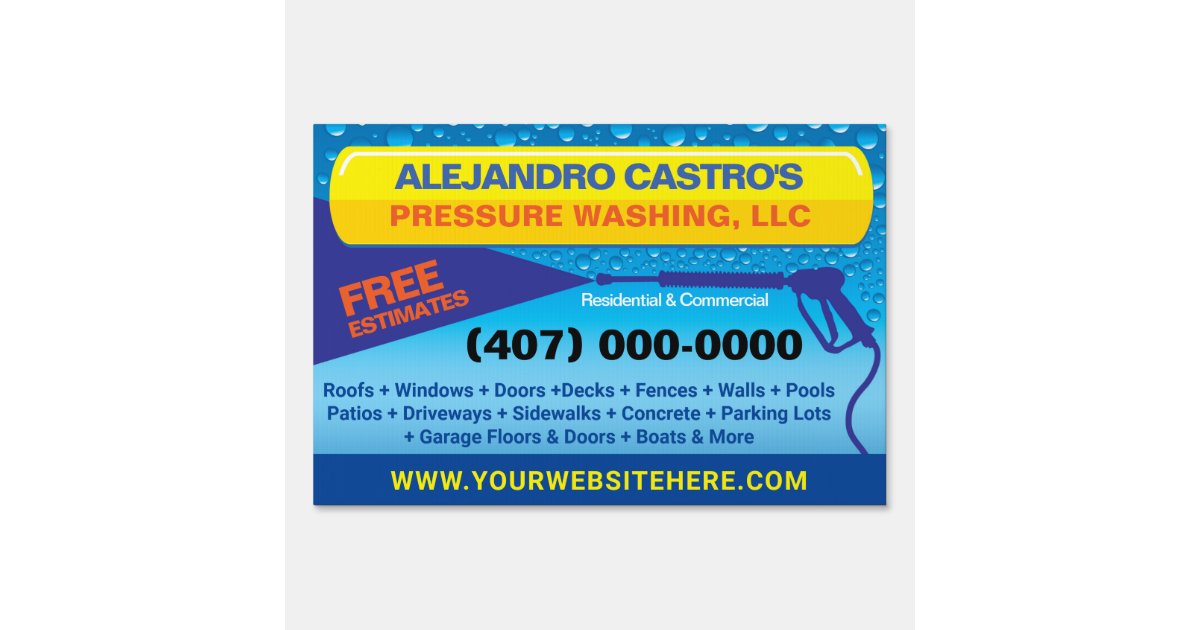 Pressure Washing Power Washing Cleaning Yard Sign | Zazzle.com