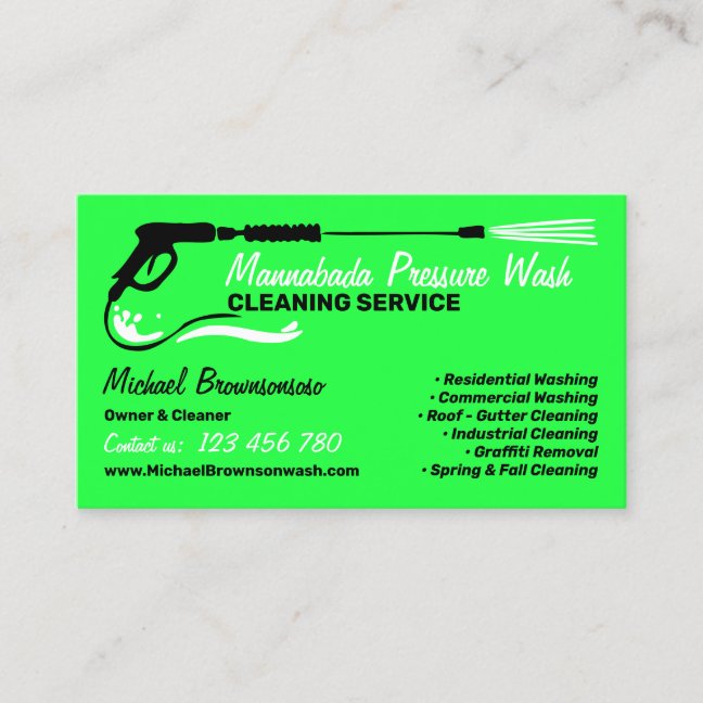 Pressure Washing Power Washing neon green Business Card