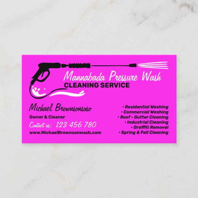 Pressure Washing Power Washing Purple Business Card