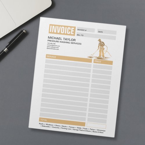 Pressure Washing Power Washing Receipt Invoice Notepad