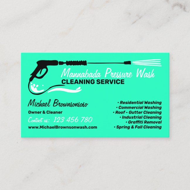 Pressure Washing Power Washing teal Business Card