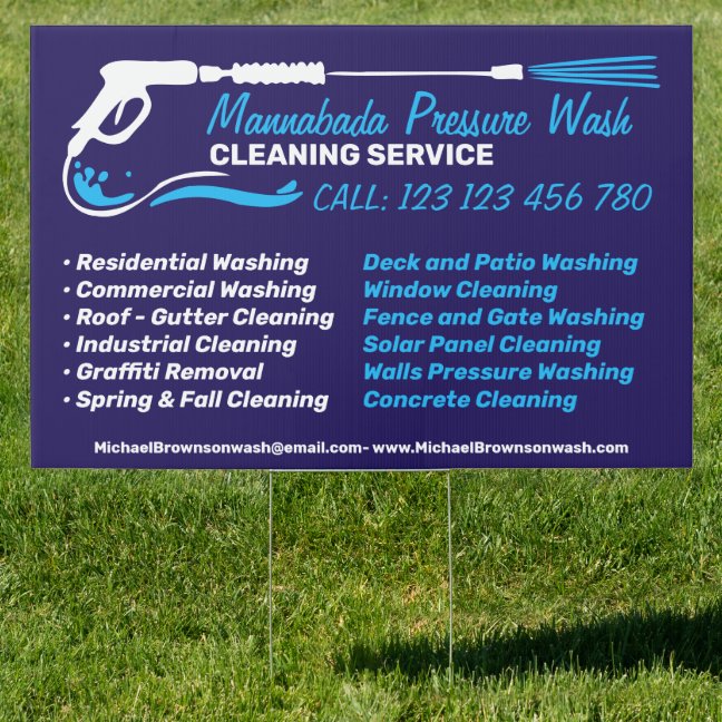 Pressure Washing Power white Navy Super Cleaning Sign