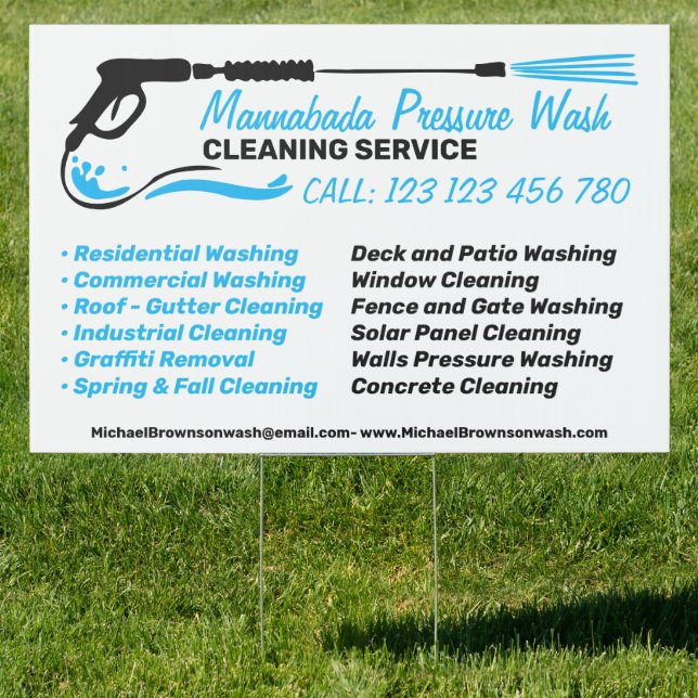 Pressure Washing Power White simple Super Cleaning Sign (Insitu)