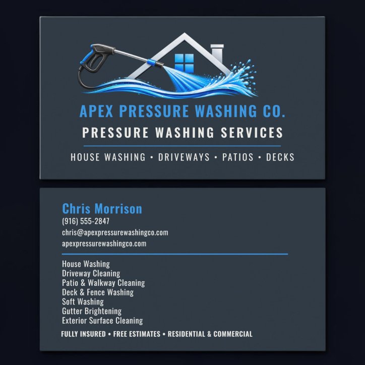 Pressure Washing Professional Services Business Card