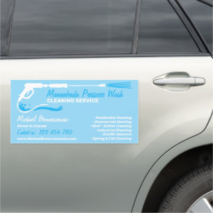 Pressure Washing soft blue Wash Cleaner Services Car Magnet