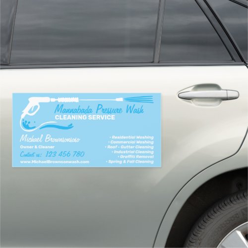 Pressure Washing soft blue Wash Cleaner Services Car Magnet