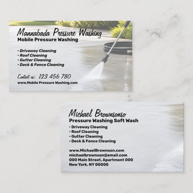 Pressure Washing Soft Wash Exterior Cleaning Business Card
