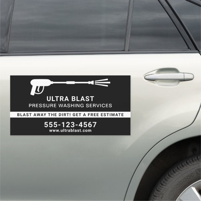 Pressure Washing Water Spray Gun Black 12"x24" Car Magnet (In Situ)