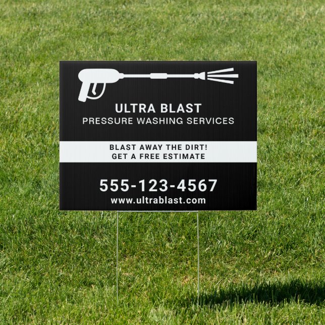 Pressure Washing Water Spray Gun Black Sign (Insitu)