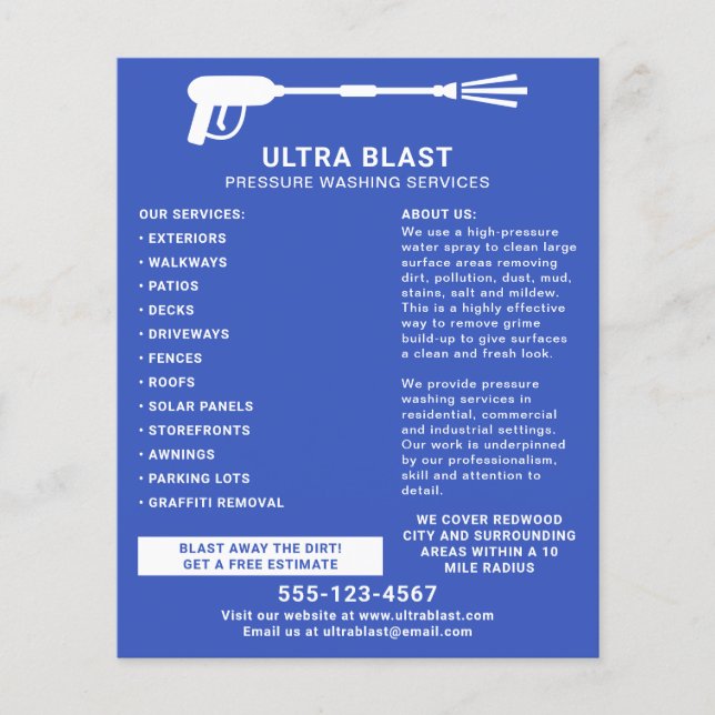 Pressure Washing Water Spray Gun Blue Flyer (Front)