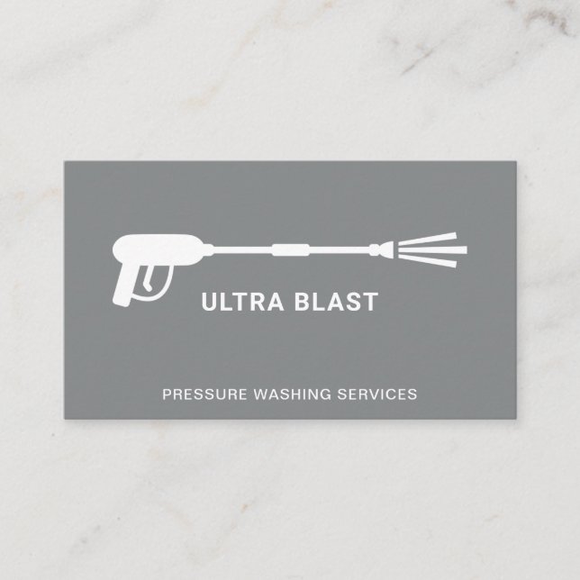 Pressure Washing Water Spray Gun Gray Business Card (Front)