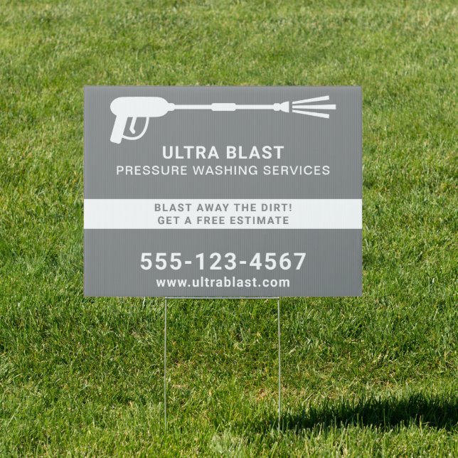 Pressure Washing Water Spray Gun Gray Sign (Insitu)