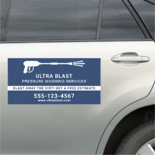Pressure Washing Water Spray Gun Navy 12"x24" Car Magnet