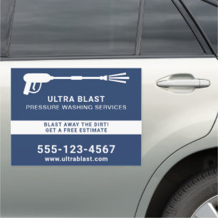 Pressure Washing Water Spray Gun Navy 18"x24" Car Magnet