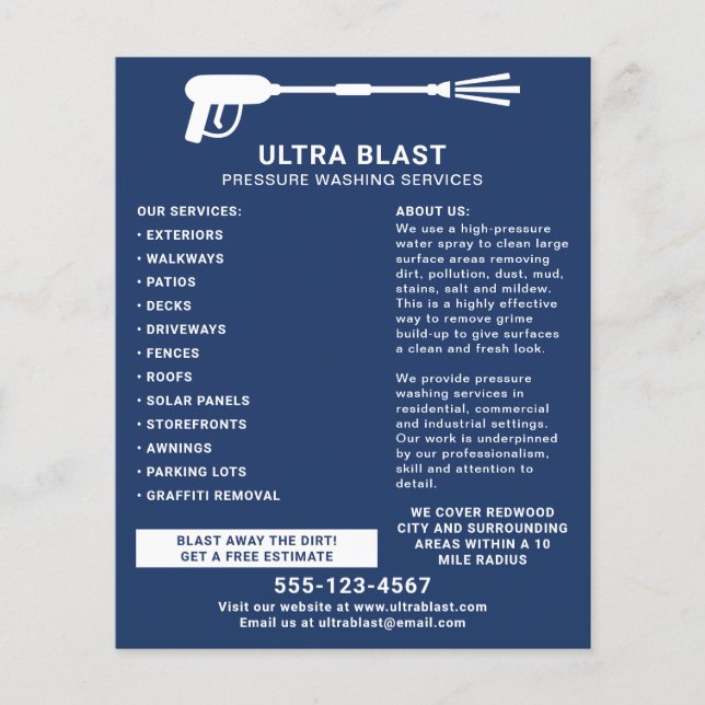 Pressure Washing Water Spray Gun Navy Flyer (Front)