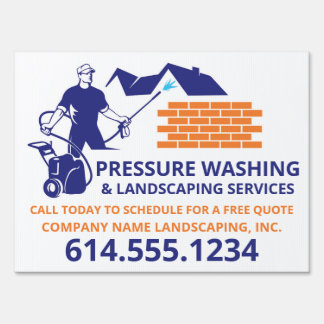 Pressure Washing Yard Sign, Blue Orange Design 2 Sign