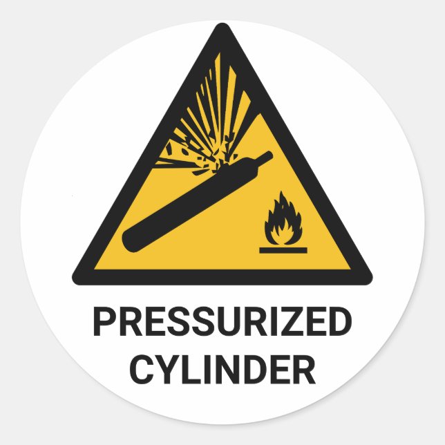 Pressurized Cylinder Warning, Compressed Canister Classic Round Sticker (Front)