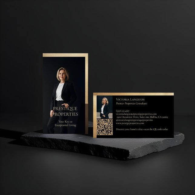 Prestige Luxury Realtor Law Firm Gold & Black Luxe Business Card (Prestige Luxury Realtor Law Firm Gold & Black Luxe Business Card)